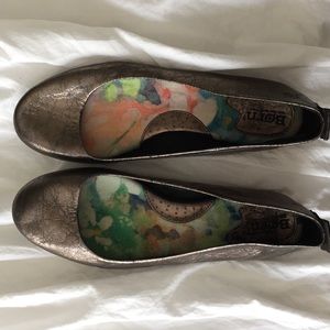 Born metallic silver leather flats